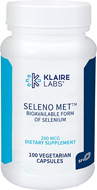 Klaire Labs Seleno Met - 200 mg Selenium as Hypoallergenic Selenomethionine, Bioavailable Antioxidant Support with No Yeast, Dairy & Gluten-Free (100 Capsules)