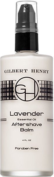 Natural Lavender Aftershave Balm with Aromatherapy Grade French Lavender Oil, by Gilbert Henry. Paraben-free and No Synthetics. Non-greasy, Ultra Soothing Formula. Made in the U.S.A. 4 fl oz.