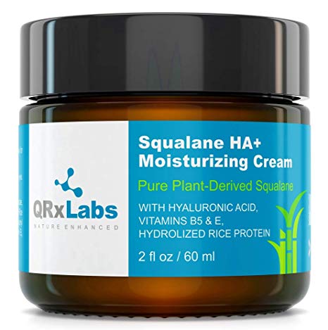 Pure Plant-Based Squalane HA  Moisturizing Cream with Hyaluronic Acid – Organic ECOCERT Approved USDA Certified Squalane Derived from Sugarcane – Best Moisturizer For Face, Body & Skin - 2 fl / 60 ml