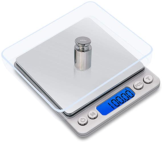 Mengshen Digital Jewelry Scale/Kitchen Food Scale Steelyard 1.1lb/500g (0.01g), High Precision Milligram Pocket Scale Sensitive Portable Stainless Steel Backlit Display