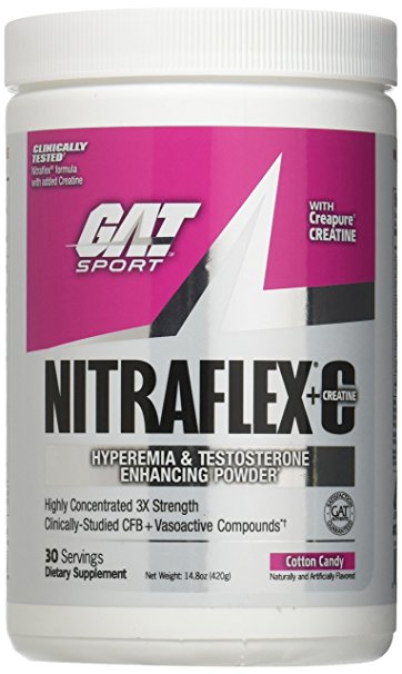 GAT Nitraflex   C Creatine Cotton Candy Preworkout Supplement 30 Servings, 14.8 Ounce