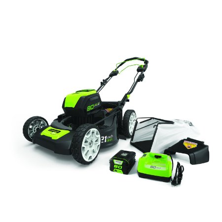 GreenWorks Pro MO80L510 80V 21-Inch Self-Propelled Cordless Lawn Mower, 5Ah Battery and Charger Included