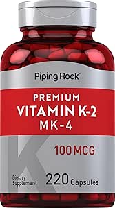 Piping Rock Vitamin K2 MK4 Supplement | 100mcg | 220 Capsules | Non GMO & Gluten Free