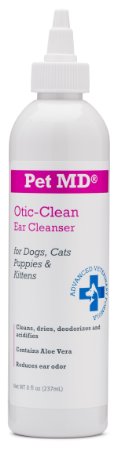 Pet MD - Otic Clean Cat & Dog Ear Cleaner - Effective against Infections Caused by Mites, Yeast, Itching & Controls Odor - Sweet Pea Vanilla Scent - 8oz