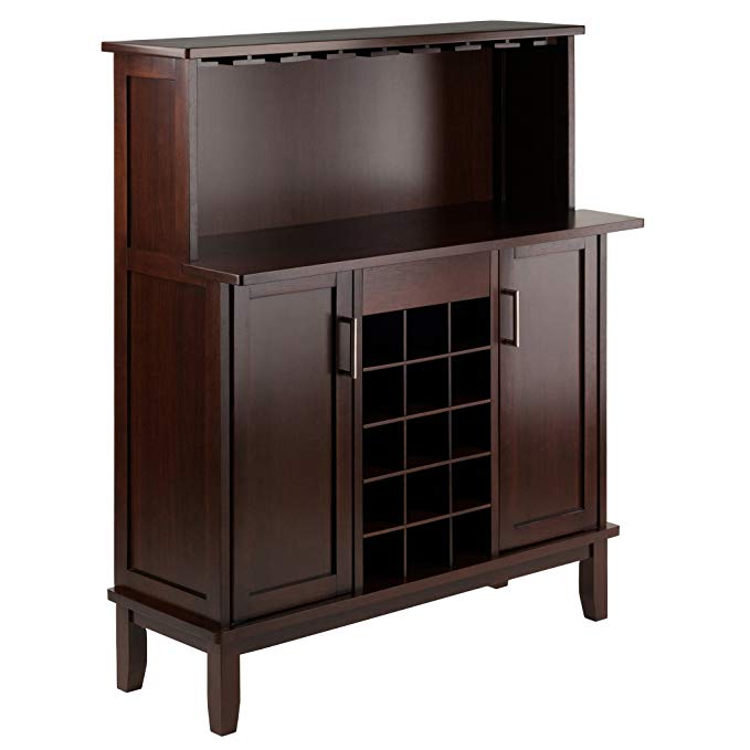 Winsome Wood 40339 Beynac Bar Cappuccino Wine Cabinet