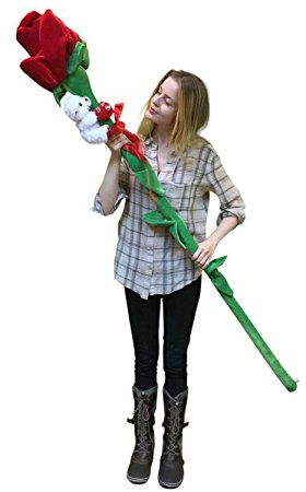 Giant Stuffed Rose Is 6-feet Tall with I Love You Teddy Bear Wrapped Around Stem - Big Valentine Valentines Day or Any Day Love Gift