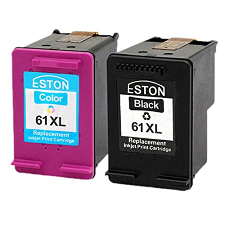 ESTON 2 Pack High Yield Ink Cartridges for HP 61XL Envy 4500 4501 5530 5535