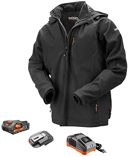 Ridgid Men's Black 18-Volt Lithium-Ion Cordless Heated Jacket with (1) 1.5 Ah Battery and Charger (2XL)