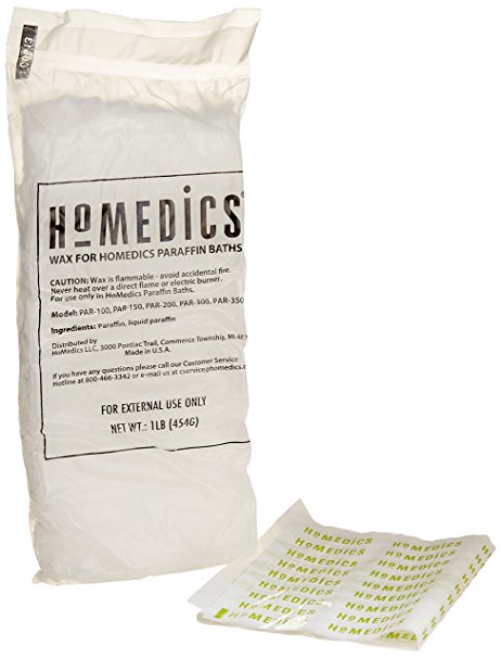 HoMedics ParaSpa Paraffin Wax Refill, 2 one-pound packages of pure, hypoallergenic paraffin wax, PAR-WAX