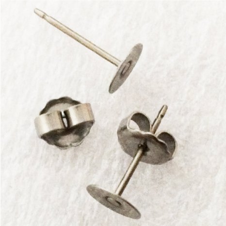 Titanium earring supplies80 pcs40- 6mm pad posts and 40 pcs stainless backshypoallergenic jewelry