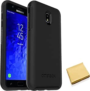 OtterBox Symmetry Series Case for Samsung Galaxy J7 (2018)/J7 2nd gen/J7 V 2nd gen/J7 Refine with Cleaning Cloth -Non Retail Packaging - Black