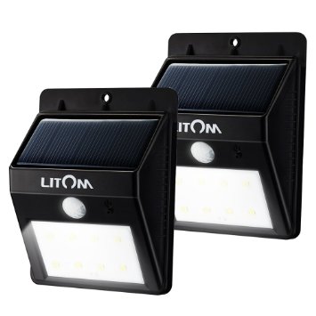 Litom 8 LED Solar Lights Garden Wireless Security Light Outdoor Solar Motion Lights for Patio Yard