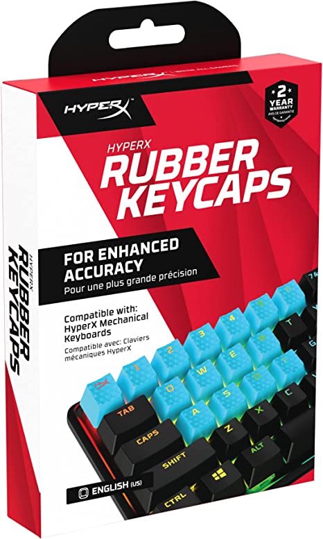 HyperX Rubber Keycaps – Gaming Accessory Kit, 19 Keys, English (US) Layout, Blue