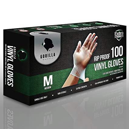 100 Synthetic Vinyl Gloves Medium M Powder Free 100/box Extra Strong