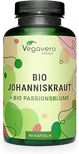 IPERICO BIO 500 mg Vegavero® | con PASSIFLORA | Origine: Europa | Estratti titolati in Ipericina e Flavonoidi | 90 capsule | Vegan