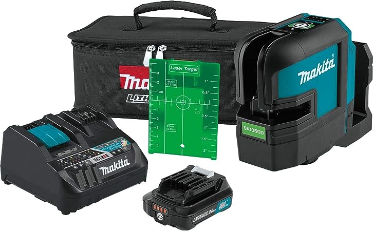 Makita SK105GDNAX 12V max CXT® Lithium-Ion Cordless Self-Leveling Cross-Line Green Beam Laser Kit (2.0Ah)