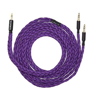 Linsoul Tripowin GranVia Upgraded OFC High Purity Headphone Audio Replacement Cable (3.5mm Plug, Dual 3.5mm, 2m Length, Purple)