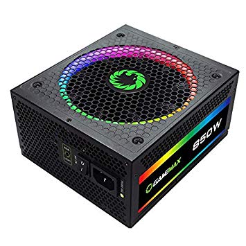 Power Supply 850W Fully Modular 80  Gold Certified with Addressable RGB Light - Vairous Color Button, GAMEMAX RGB850-Rainbow