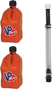 VP Racing Fuels 3572   3044B 5-Gallon Square Motorsport Utility Container Orange w/ 14" Standard Hose (2 Pack)