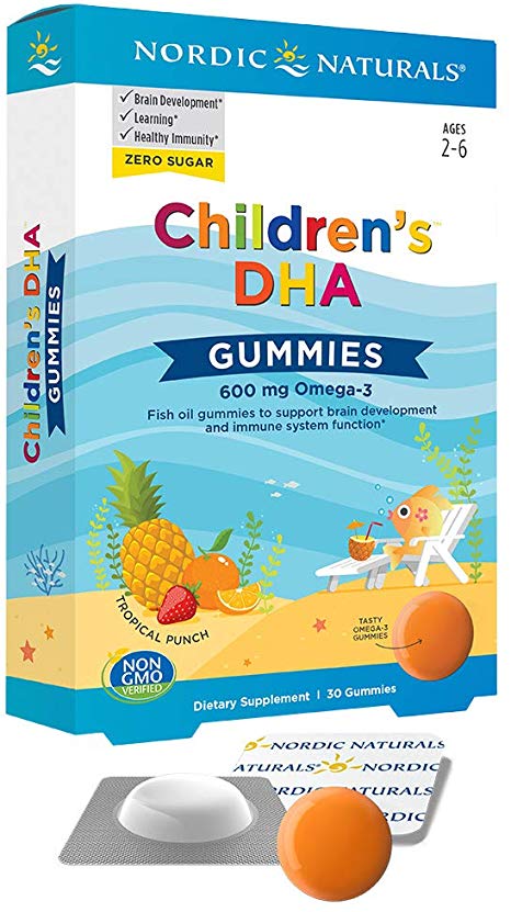 Nordic Naturals Children's DHA Gummies - Children's Omega-3 Fish Oil Supplement for Healthy Cognitive Development and Immune Function*, Tropical Punch Flavor, 30 Count