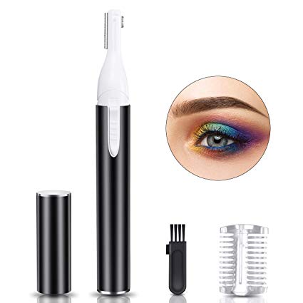 Eyebrow Trimmer, Hizek 2 in 1 Eyebrow Razor Electric for Women, Painless Facial Hair Remover with Preicise Trimmer, Felixible Pivoting Head, Guide Comb and Cleaning Brush for Eyebrow and Facial