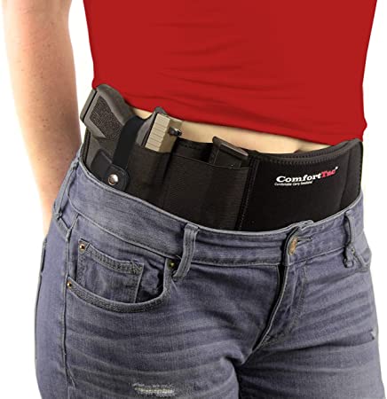ComfortTac Ultimate Belly Band Holster for Concealed Carry | Compatible with Gun Smith and Wesson Bodyguard, Shield, Glock 19, 17, 42, 43, P238, Ruger LCP, and Similar Sized Guns | for Men and Women