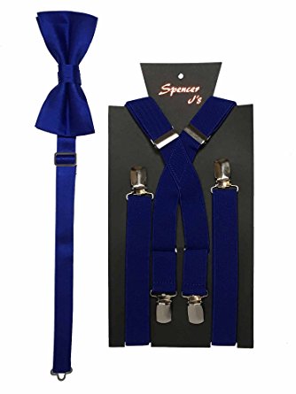 Spencer J's Men's X Back Suspenders & Bowtie Set Variety of Colors