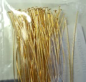 144 Head Pins .029dia X 4 Inch Gold Plating Over Brass Standard 21 Gauge Wire Beadsmith Headpins