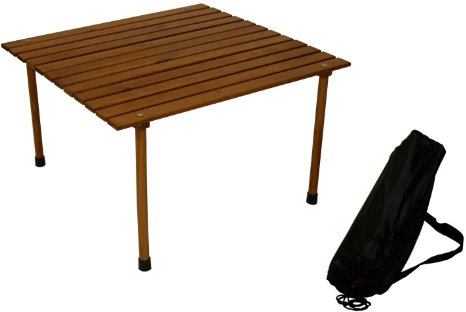 Table in a Bag W2817 Low Wood Portable Table With Carrying Bag, Brown