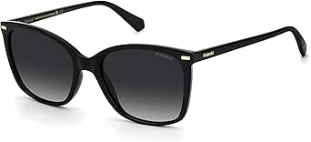 Polaroid Sunglasses Women's PLD 4108/S Square Sunglasses, Black/Polarized Gray, 55mm,19mm