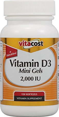 Vitacost Vitamin D3 (as Cholecalciferol) -- 2000 IU - 120 Softgels - Mini Gels