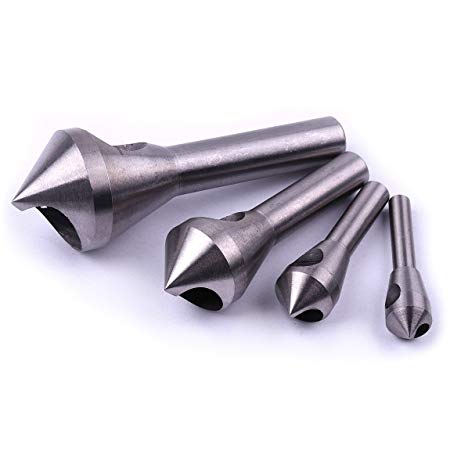 Atoplee 4pcs Steel Wood Countersink Debur Deburring Tool Deburing Set Hole Countersinker (High Speed Steel 4241)