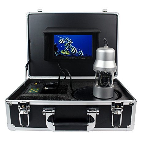 Anysun 1/3 Inch SONY CCD Underwater Fishing Camera - 360 Degree View, Remote Control, 7 Inch LCD Monitor, 14x White Lights