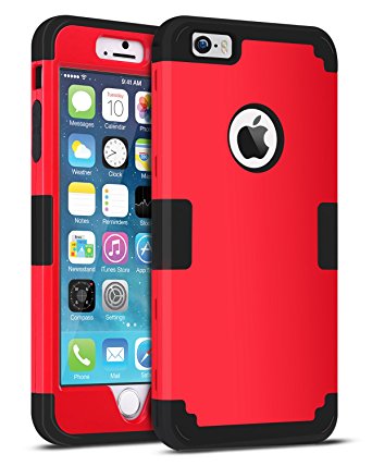 iPhone SE Case, iPhone 5S Case, iPhone 5 Case, BENTOBEN 3 in 1 Heavy Duty Rugged Hybrid Hard PC Soft Silicone Bumper Shockproof Anti-Scratch Case Cover for iPhone 5 5S SE, Red/Black