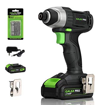 Impact Driver, GALAX PRO 20V Lithium Ion 1/4” Hex Cordless Impact Driver with LED Work Light, 6pcs Screwdriver Bits, Variable Speed (0-2800RPM)- 1.3Ah Battery and Charger Included