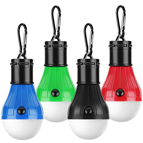 LED Tent Light, [4 Pack] PEYOU Portable Camping Tent Lamp Light Tent Lantern Bulb 3 Modes for Backpacking, Camping, Hiking, Riding, Fishing, Outdoors & Indoors Emergency Lighting Gear, Multicolor