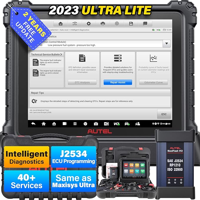 Autel Scanner MaxiCOM Ultra Lite: 2 Years Free Update, 2023 Upgraded of MaxiSys Ultra/MS919/ MS909/Elite II, Top Intelligent Diagnostic Scan Tool, Programming & Coding,40  Services, No IP Restriction