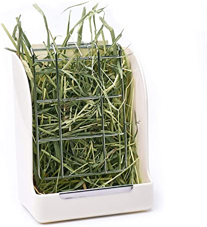 CalPalmy Hay Feeder/Rack - Ideal for Rabbit/Chinchilla/Guinea Pig - Keeps Grass Clean & Fresh/Non-Toxic, BPA Free Plastic/Minimizing Waste/Mess