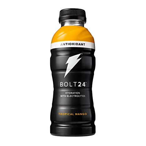 BOLT24, Hydration with Antioxidants and Electrolytes, Tropical Mango, 16.9oz Bottles (Pack of 12)