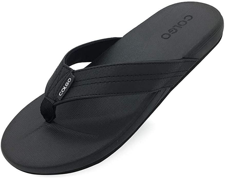 Colgo Mens Comfortable Flip Flops Lightweight Wide Thong Sandals Summer Beach Sandals