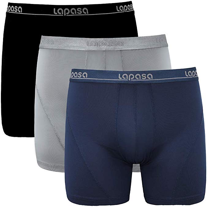 LAPASA Mens Underwear Sports Underwear Men Boxers Shorts Quick Dry Odor Resistant Underpants Breathable Boxers 3 Pack M47