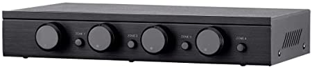 Monoprice SSVC-4.1 Single Input 4-Channel Speaker Selector with Volume Control, Impedance Protection, Individual Zone On/Off Buttons, Black, Model Number: 138159