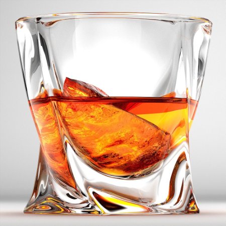 Twist Whiskey Glasses - Set Of 2. Perfect Whisky Glass or Scotch Glasses by Ashcroft Fine Glassware.