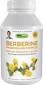 ANDREW LESSMAN Berberine Phospholipid Complex 30 Capsules – Barberry Root Extract. Small Easy to Swallow Capsules