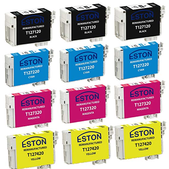 ESTON 12 Pack #127 Non-OEM T127 Ink For Epson WorkForce 630 633 635 645 840 845