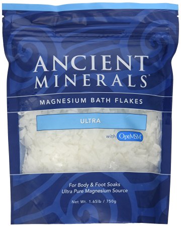 Ancient Minerals Magnesium Bath Flakes Ultra with OptiMSM - Single Use - 1.65 lbs