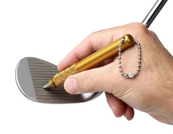 TruGroove Golf Club Groove Sharpener - Improved Backspin and Ball Control - Wedges and Irons - with 2 Free Color Matched Ball Markers - Lifetime Warranty - Made in USA