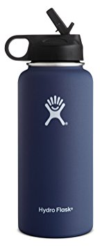 Hydro Flask Double Wall Vacuum Insulated Stainless Steel Sports Water Bottle, Wide Mouth with BPA Free Straw Lid