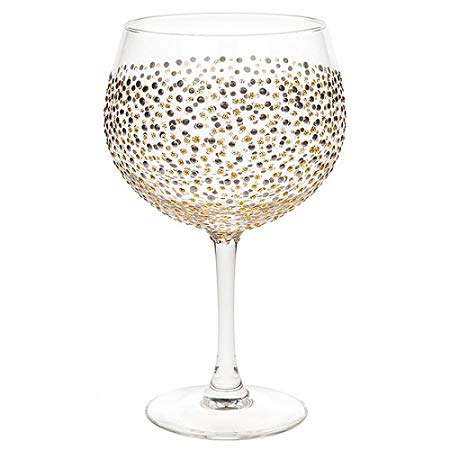 Sunny by Sue Large Gin and Tonic Goblet Hand Decorated Gin Glass 600ml | Gold and Silver Spots
