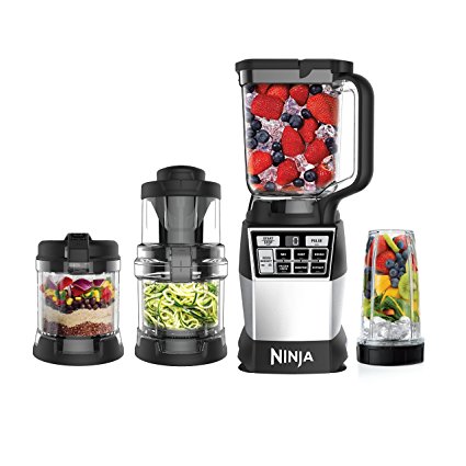 Ninja 4-in-1 Kitchen System (Blender, Processor, Auto-Spiralizer, Slim High-Speed Blending Cup) AMZ012BL